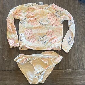 Old Navy Kids Floral Rashguard Set - Yellow and Multicolor